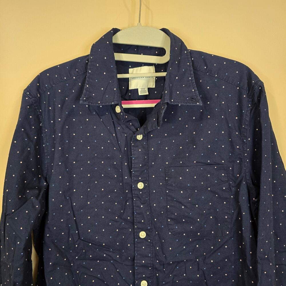 Men's American Eagle Blue Long Sleeve Button Down Shirt | Size Small - Picture 3 of 9